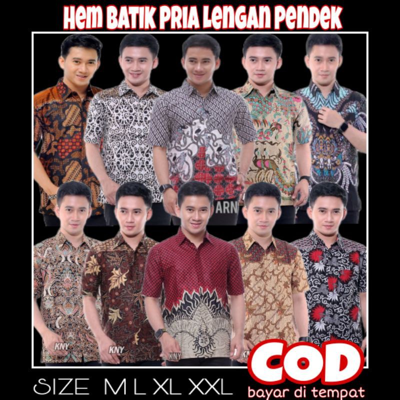 Batik Pria Hem Batik Pria | Baju Batik Pria Lengan Pendek | Size M L Xl Xxl | Bayar Di Tempat (cod)