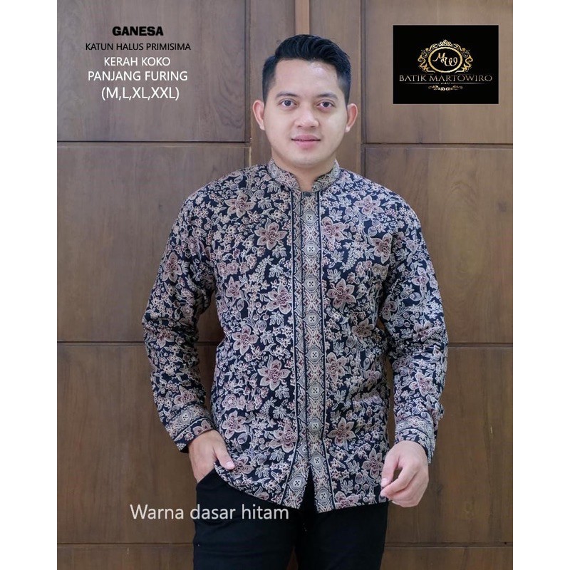 GANESA Batik Pria Krah Koko Full Furing Katun Halus Primisma Size M-XXL High Quality