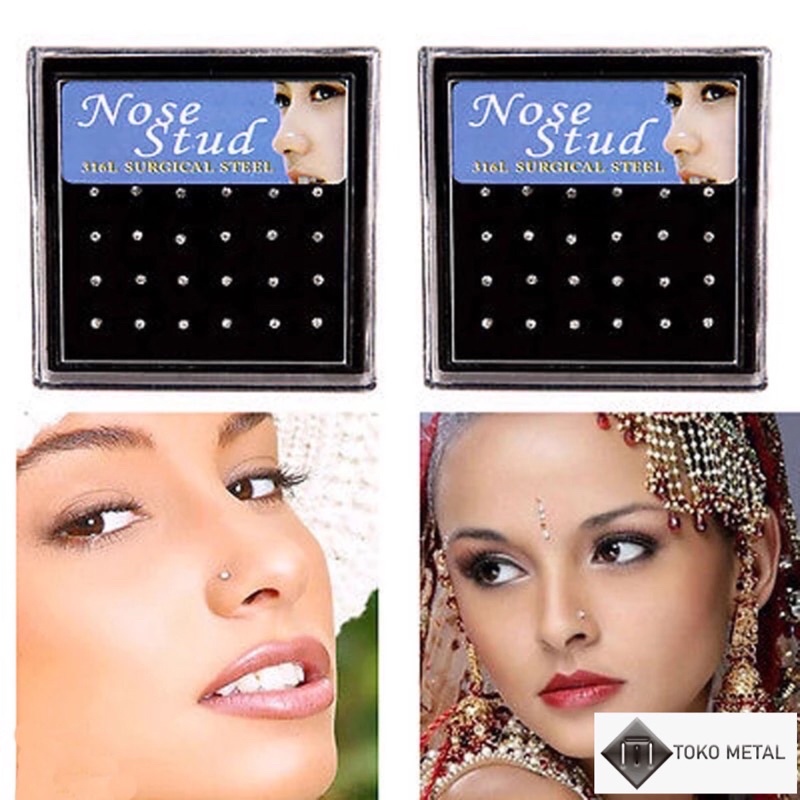 ANTING HIDUNG/NOSE STUD BOX MIKA 24 PCS UNTUK WANITA &amp; PRIA [ TOKOMETAL ]