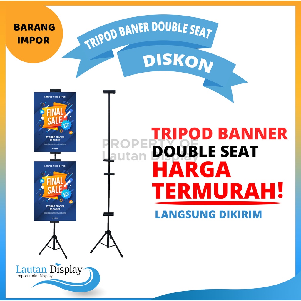 Tripod Stand Banner 4 Sisi Doubble Seat Stand Banner Atas Bawah Ukuran 2 Meter