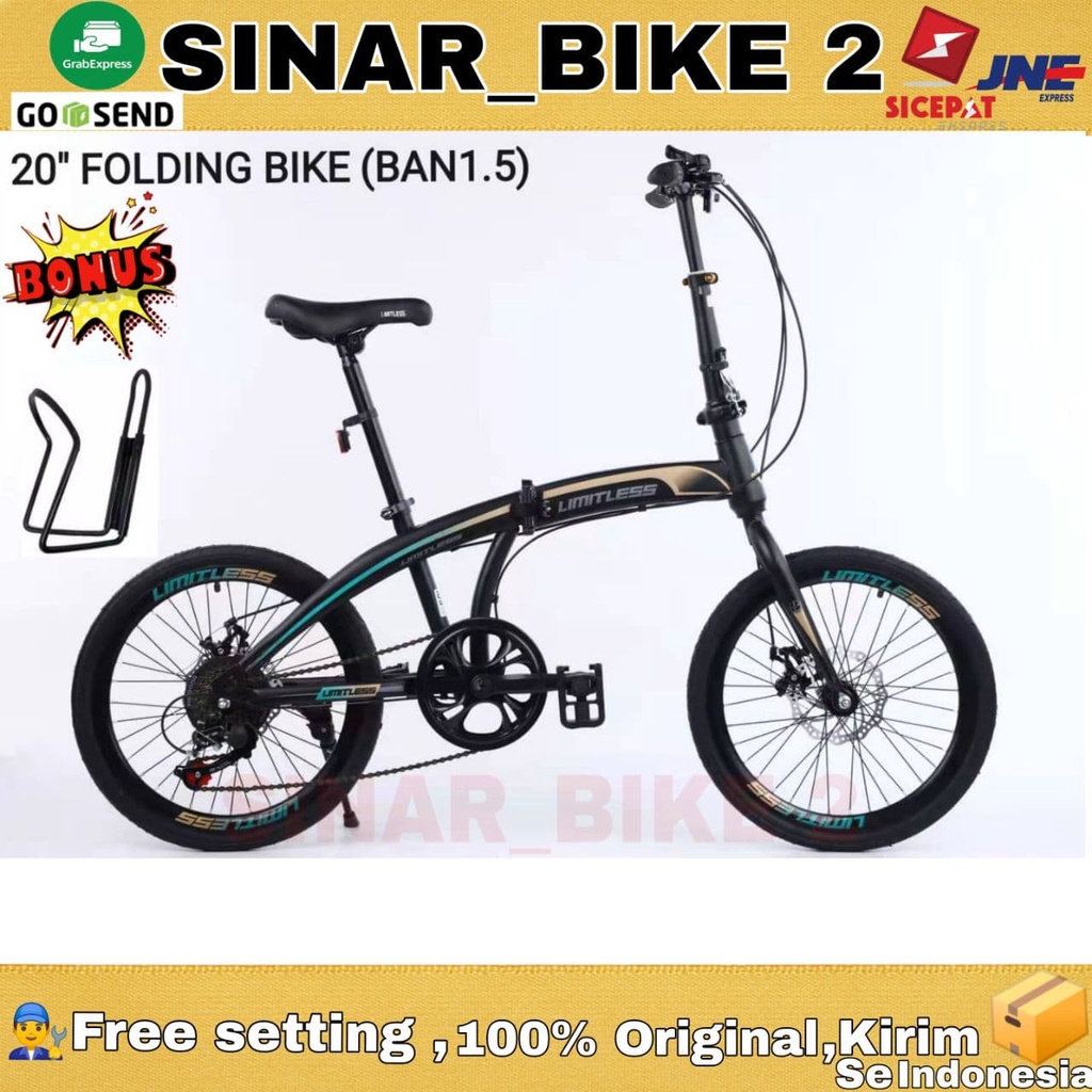 Sepeda Lipat LIMITLESS 20 Inch Rem Cakram Folding Bike