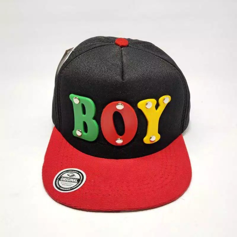 Topi Anak Snapback anak/Topi ploking anak/topi anak karakter-Hitam BOY