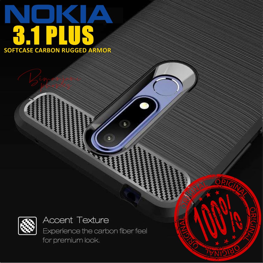 Nokia 3.1 Plus - Nokia X3 Soft Case Carbon Rugged Armor Original