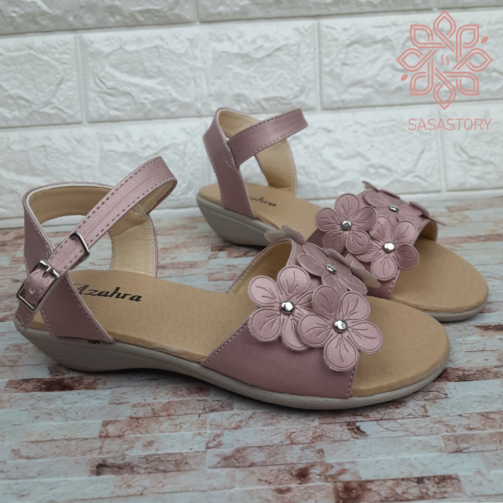 SEPATU SANDAL ANAK PEREMPUAN BUNGA EMBOS 5 6 7 8 TAHUN HA05