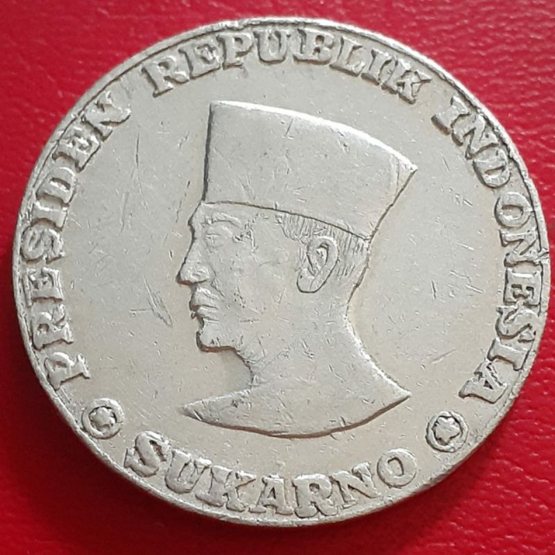 Uang Koin Kuno Lama 50 Sen Sukarno Kepulauan Riau Tahun 1962 Rare