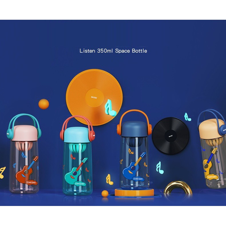 BOTOL MINUM X&W J-2371 LISTEN MUSIC 350ML - Kidzhouseware.