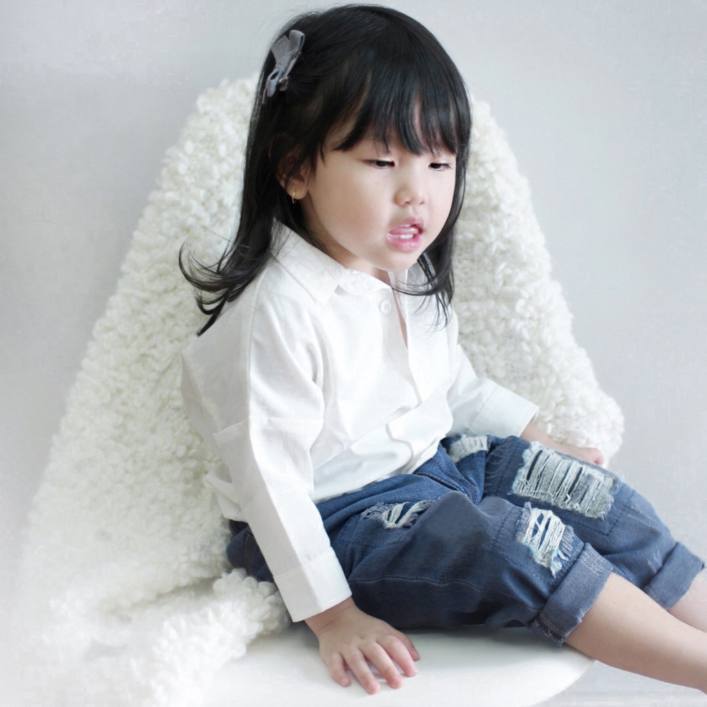 ASH RIPPED JEANS (Dark Blue) | Jeans Anak Unisex | Jeans Denim Anak | Bawahan Anak Perempuan | Jeans Ripped Anak