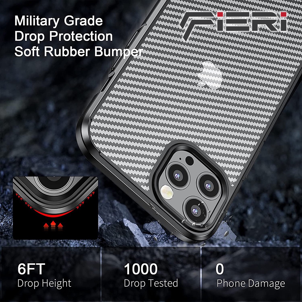 Casing iPhone 13 Mini Pro Max Case Fieri Carbon Hybrid Military Grade