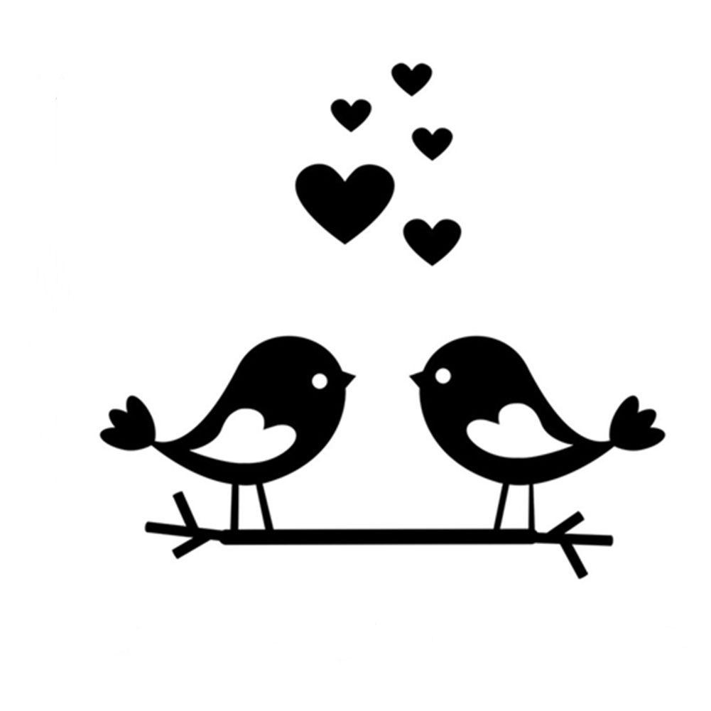 TOP Cabang Burung Cermin Stiker Dinding 3D Nordic Mini Sticker Cermin Couple Bird Love DIY Dekorasi Dinding Akrilik