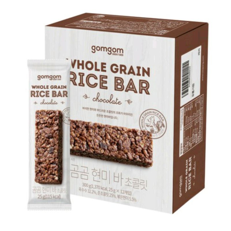

Whole Grain Rice Bar Chocolate Gomgom Korea/Protein Bar/Energi Bar