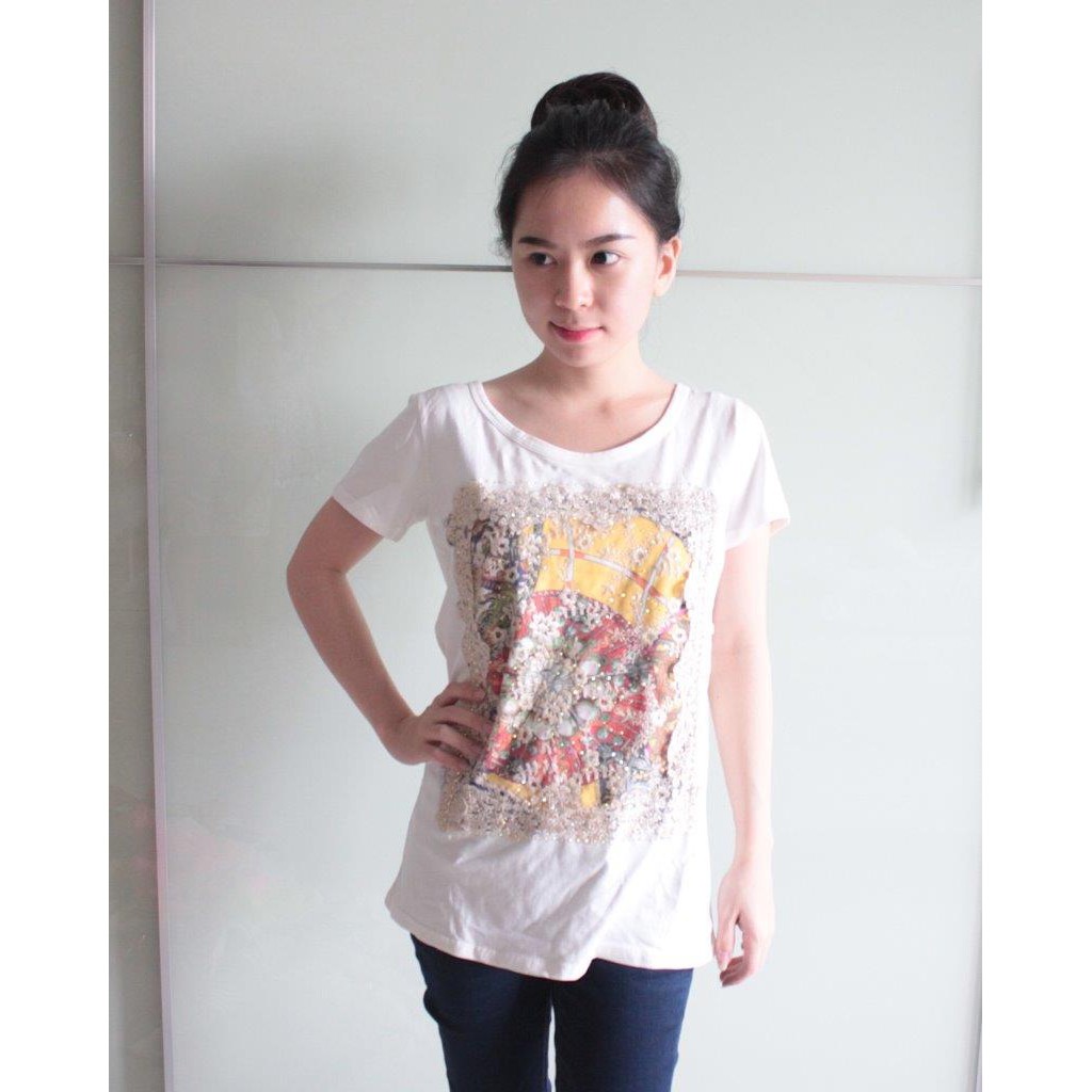 kaos putih abstrak kaos wanita