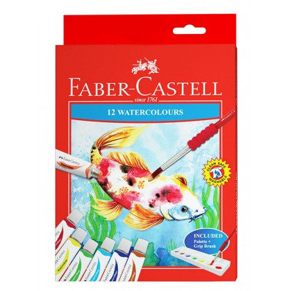 

[FABER CASTELL] Watercolours Paint isi 12 / Cat Air (Bonus Palette dan Grip Brush)