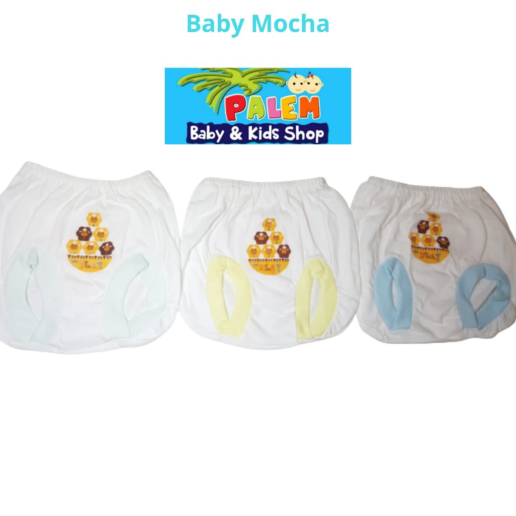 Baby mocha celana pop putih sablon motif isi3 usia 0-3bulan/Celana baby 104859