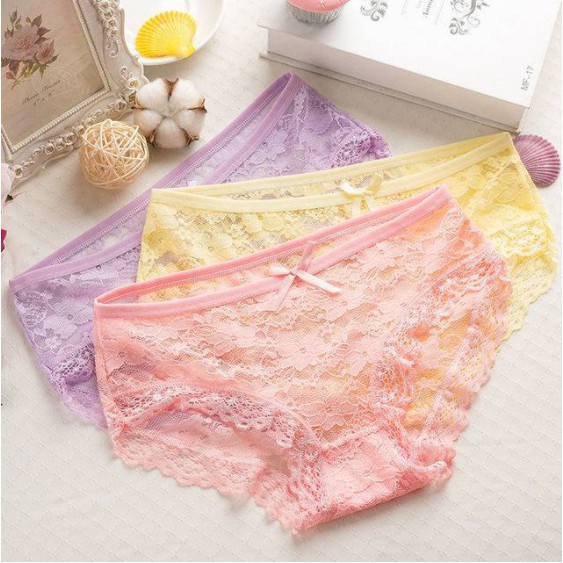 3PCS Celana Dalam Wanita Dewasa Women Panties Transparan Panty cd import polos renda/COD READY JUGA YANG SATUAN