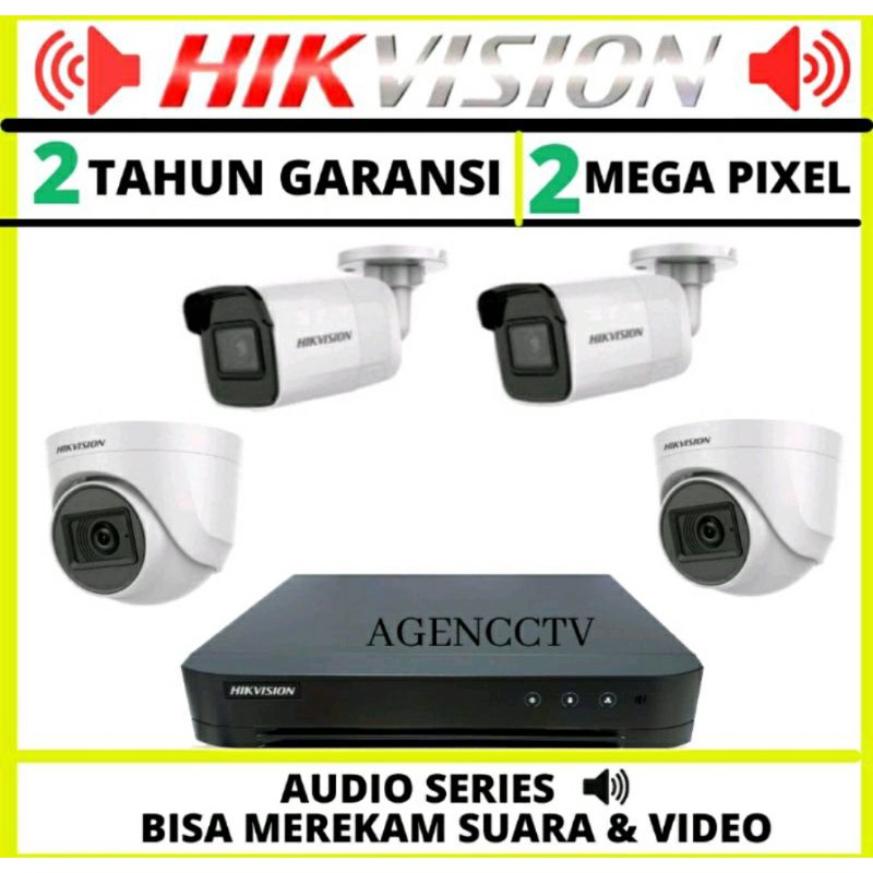 PAKET CCTV HIKVISION 2MP 8 CHANNEL 4 KAMERA