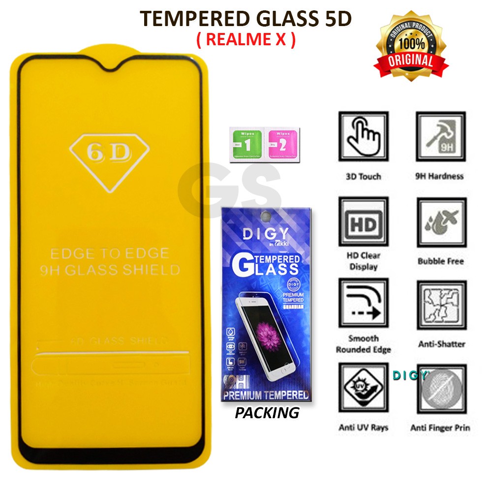 Tempered Glass 5D 10D FULL RAKKI REALME 2 2 PRO 3 PRO 5 PRO 6 7 C2 C11 C12 C15 C17 7i K1 U1 X