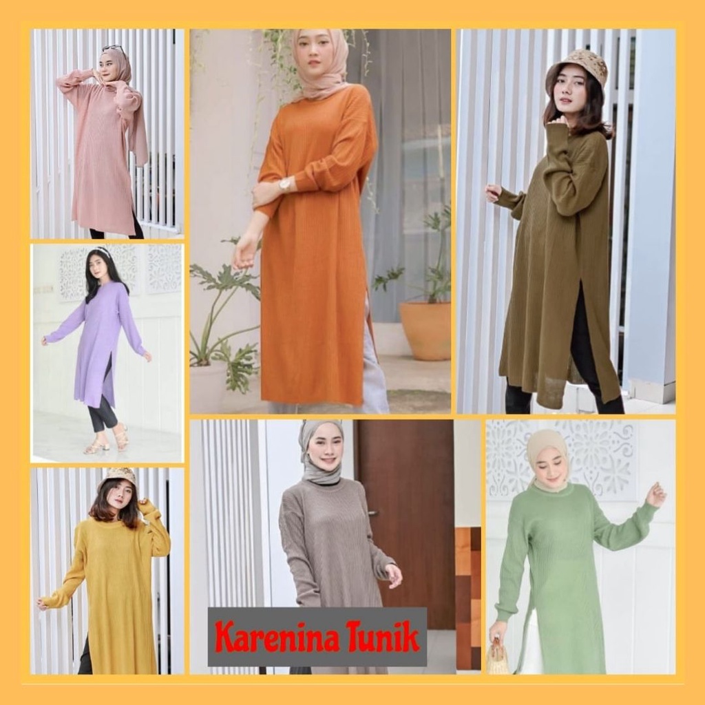 KARENINA TUNIK RAJUT / Karenina Long Tunik / Baju Muslim / Elysa midi dress / Rajut Tunik Premium / Sweater Wanita / Long tunik rajut Karenina Slit / Fashion Wanita / Rajut-Putih