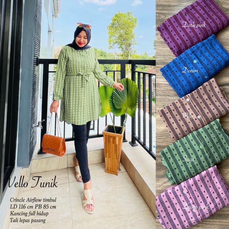 Tunik Airflow Motif Salur -VELLO TUNIK //JF604