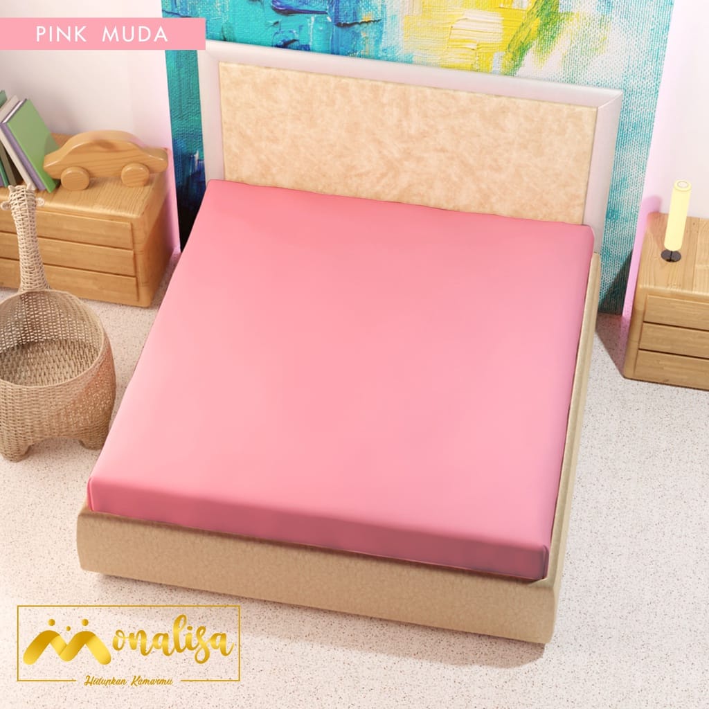 Sprei Polos Waterproof (Anti Air/Anti Ompol) Polos Ukuran 100, 120, 160, 180-Pink