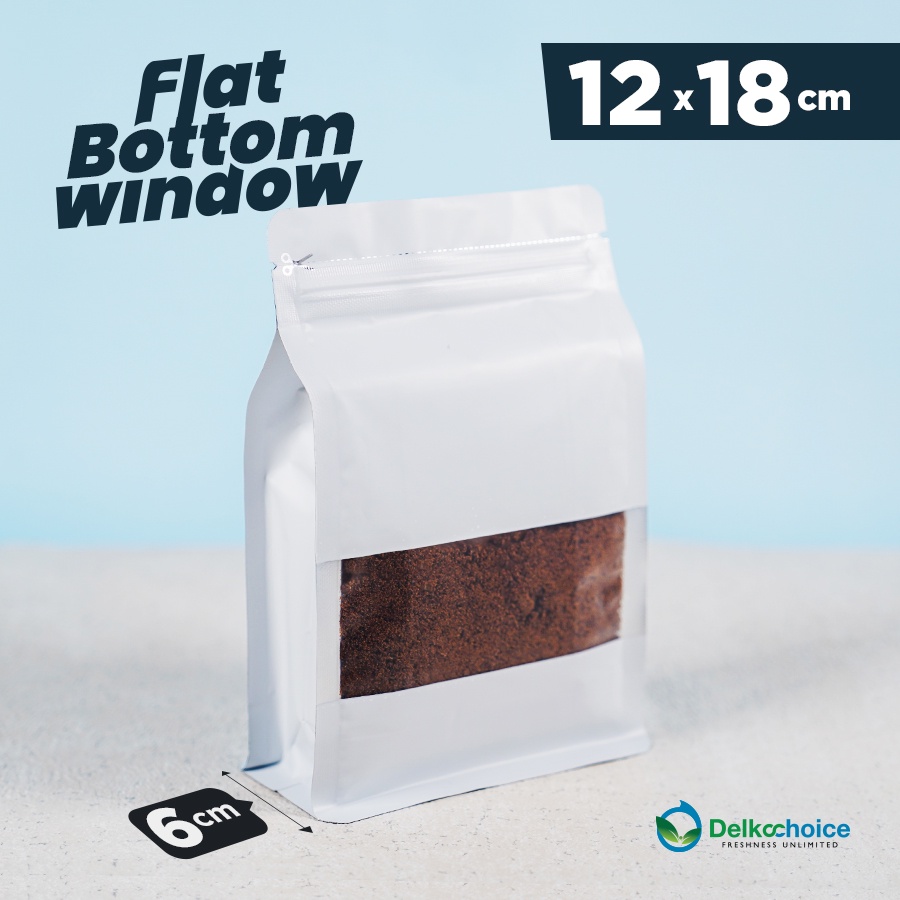STANDING POUCH FLAT BOTTOM WINDOW WHITE PREMIUM - NON VALVE