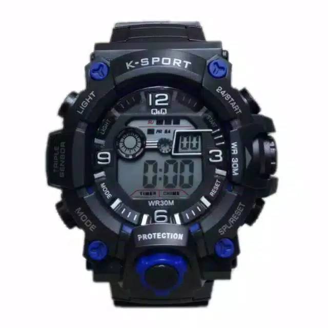 Jam Tangan Pria Anti Air Sporty Q&amp;Q Digital Strap Rubber QQ001