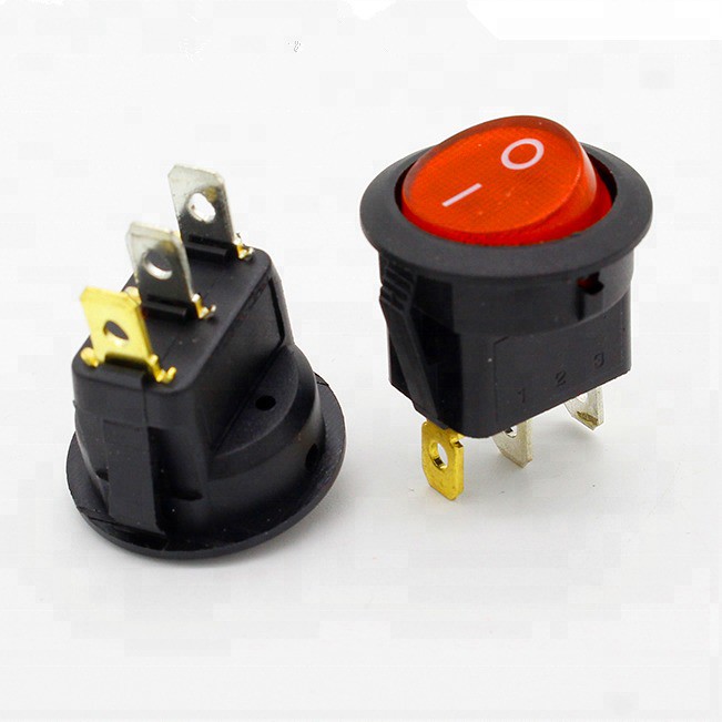 ROCKER SWITCH ROUND 3 PIN KCD1 20MM / SAKLAR LAMPU ON OFF BULAT 3 PIN