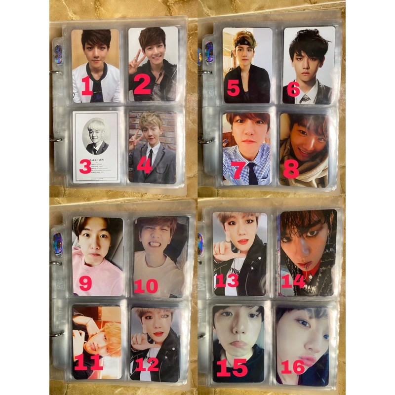 EXO BAEKHYUN PHOTOCARD MAMA XOXO GROWL OVERDOSE EXODUS LOVE ME RIGHT SING FOR YOU EXACT LOTTO