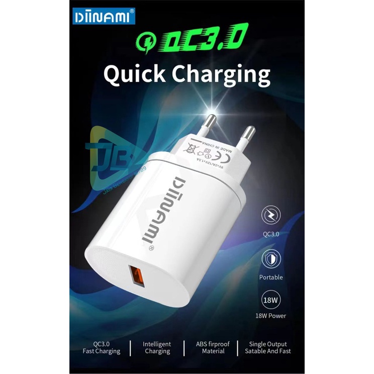 DIINAMI Adaptor Charger DM-Q1 Batok Charger Single Port Quick Charger 18W Qualcomm QC3.0 3A Output - Garansi Original Resmi 1 Tahun JB5806