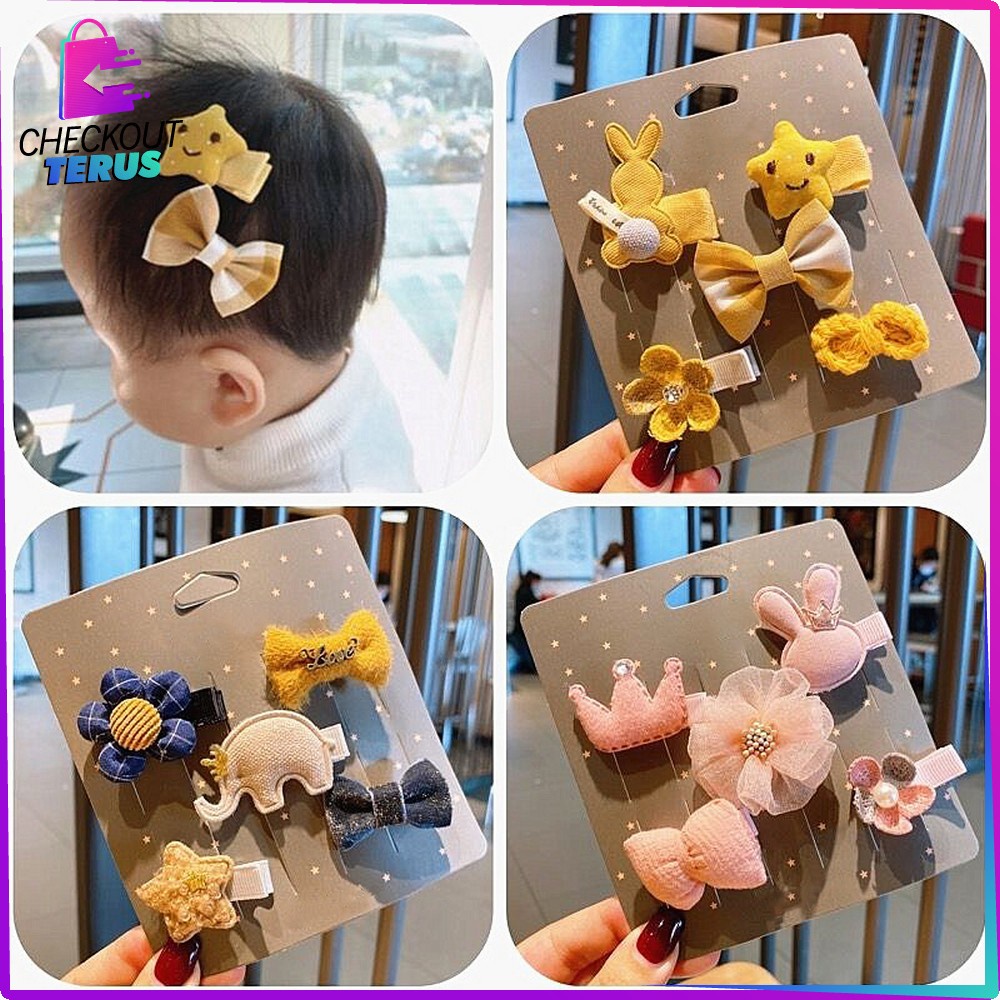 CT C319 Jepitan Rambut Korea Anak Set 5IN1 Hair Pin Rambut Aksesoris Anak Perempuan Korean Hair Clip Anak