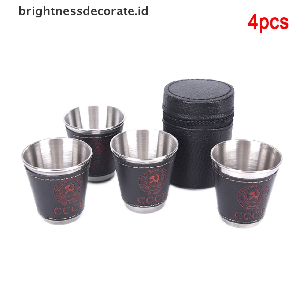 [birth] 4pcs/lot 70ml Outdoor Camping Cups Set Picnic Supplies Stainless Steel Wine Cup  [ID]