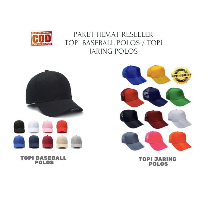 PAKET HEMAT RESELLER HARGA GROSIR TOPI BASEBALL POLOS / TOPI JARING POLOS TERMURAH !!!