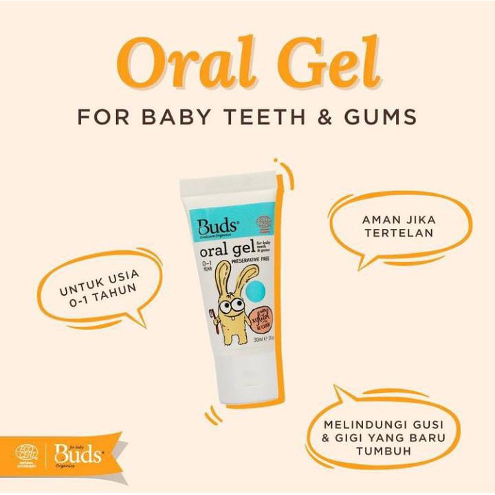 BUDS ORAL GEL FOR BABY TEETH &amp; GUMS 30ML / pasta lidah/ ORAL/ pembersih mulut bayi