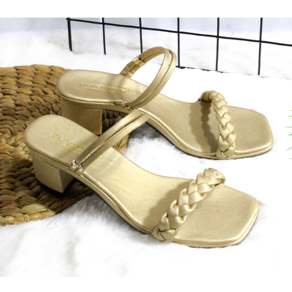 Sandal Heels Wanita Strap Tali Kepang R 87-5