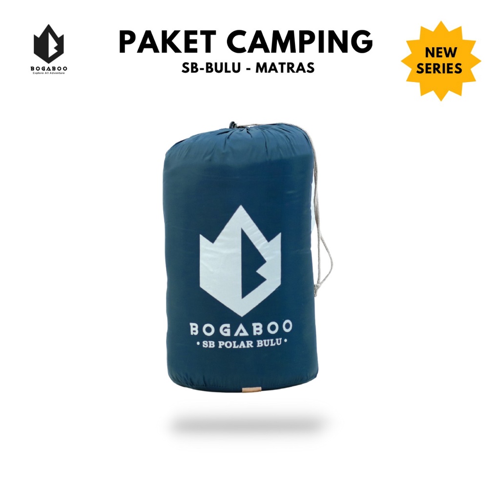 Paket Hemat - Sleeping Bag Bulu BOGABOO Tebal + Matras Karet Camping Gunung - Kantong tidur