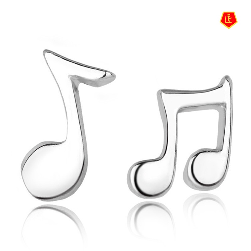 [Ready Stock]Female Silver Creative Simple Note Ear Studs