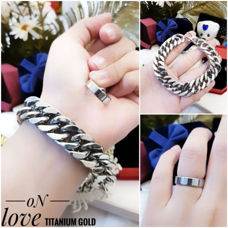 Titanium Set Gelang dan Cincin 7244D