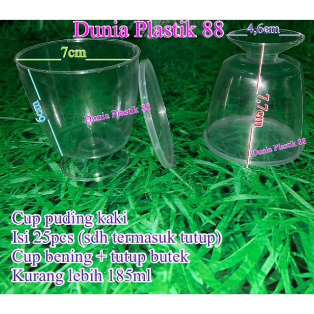 isi25pc -+185ml CUP PUDING KAKI gelas pudding bening ada kaki + tutup unik mewah elegan u agar jelly