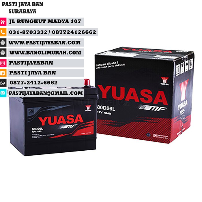 ACCU MOBIL Yuasa KERING MF 80D26L 12V 70AH PASTI JAYA BAN