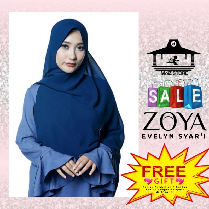 Zoya Bergo Jilbab Hijab Bergo Kerudung Krudung Syari Syari'i Evelyn Polos Zoya Instan Instant Langsu