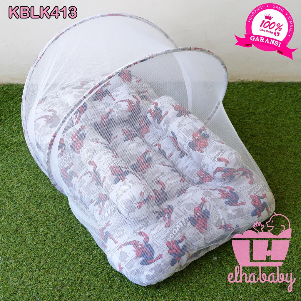 Elha baby Kasur Bayi motif Karakter Tempat Tidur kelambu anti nyamuk perlengkapan set kado lahiran