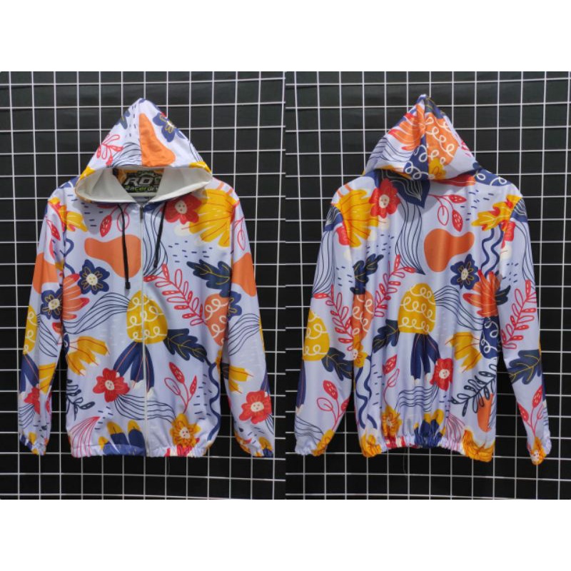 Jaket Sepeda Wanita Jaket Motif Printing/Jaket Goews-Bunga merah kuning
