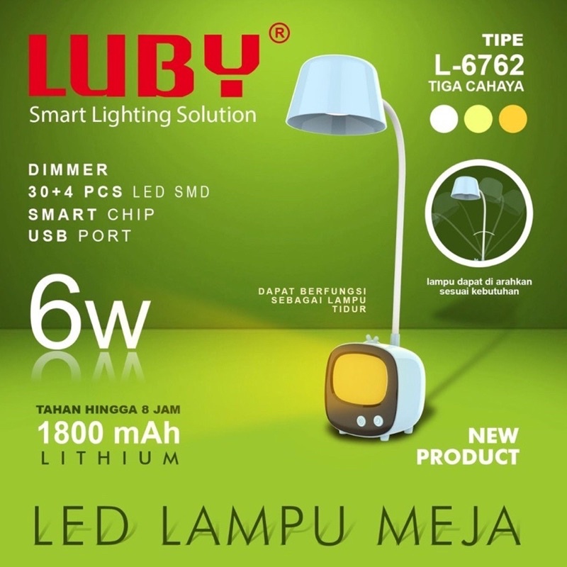 Emergency Lampu Meja Luby L-6762 Lampu Belajar