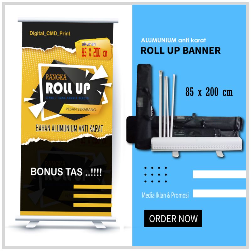 ROLL UP Banner Alumunium 85 × 200 | STAND | TIANG | RANGKA, Banner Berdiri