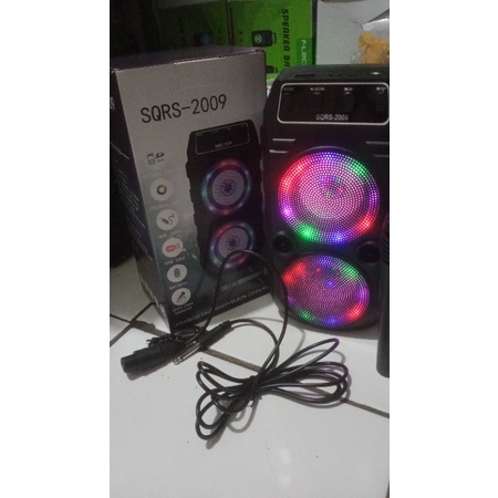 COD Speaker Fleco F-6581/F-6582/XTM  /SQRS -2009 LED Bluetooth Portabel Free Mic Karoeke mantap,salon aktif Super Bass