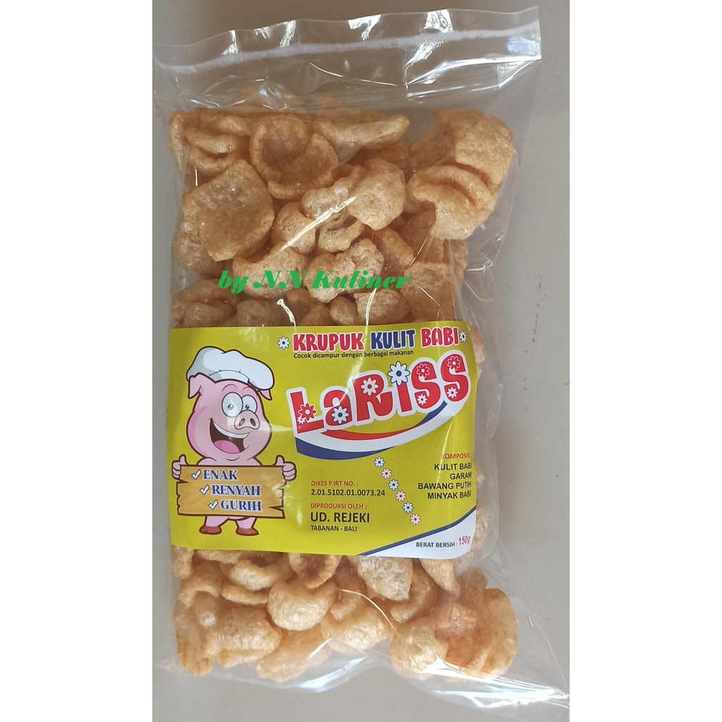 

FRESH STOK KERUPUK KRUPUK KULIT BABI LARISS KHAS BALI 150GR BY REJEKI