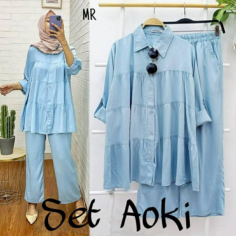 Setelan celana wanita Set tunik Aoki (TUNIK + CELANA)