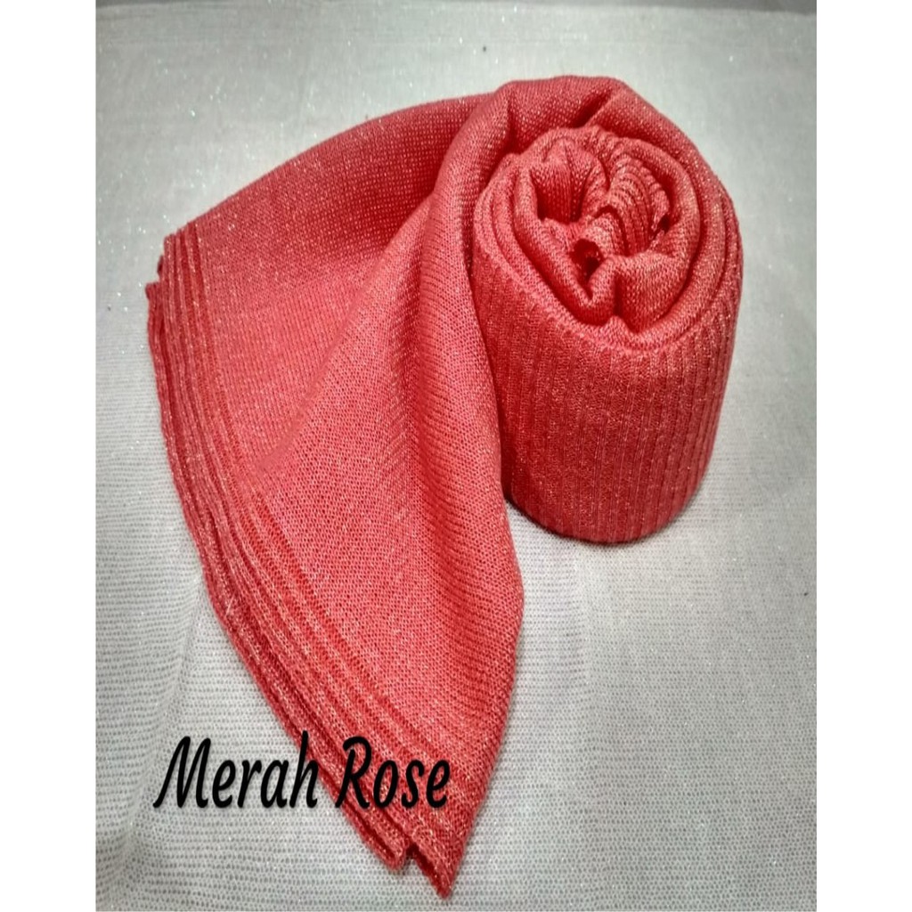 Kerudung Pengantin Pashmina Rajut Glitter Premium Varian Warna Merah Ukuran 60 x 180 cm-3