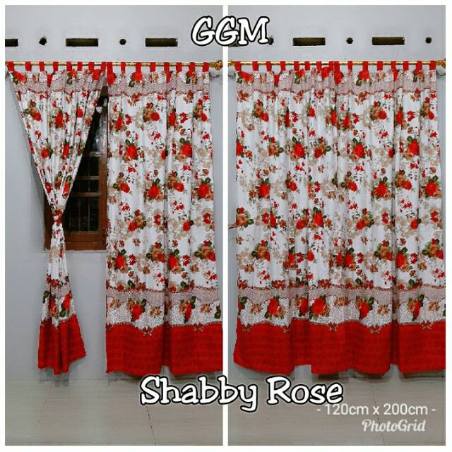 Grosir gorden/korden/horden pintu/jendela murah Shabby Rose uk 120x200cm