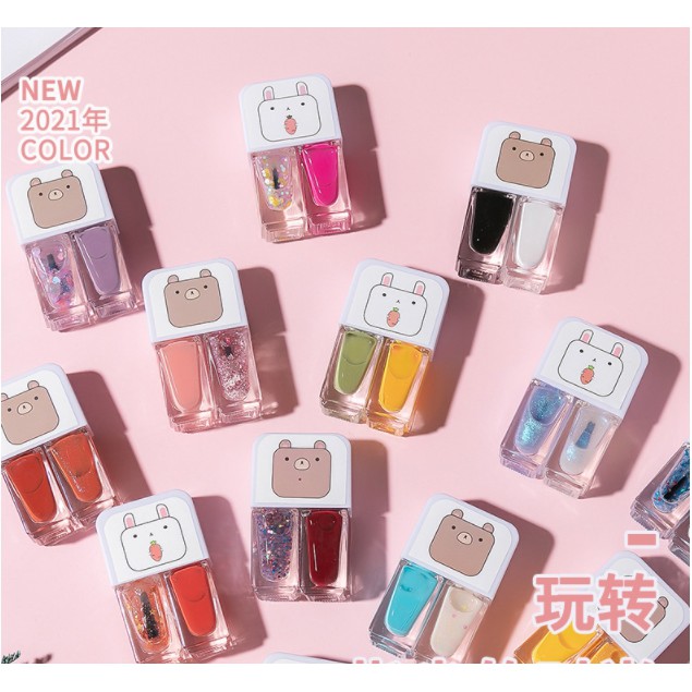 2IN1 kutek Korea Lucu 2 Warna  Nail polish Peel off