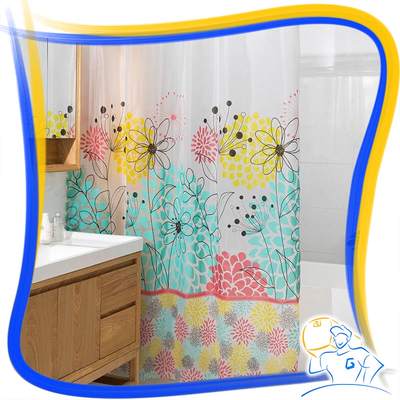 Tirai Kamar Mandi Anti Air Bahan tebal Shower Curtain Gorden Bahan Peva Ukuran 180x180cm High Quality